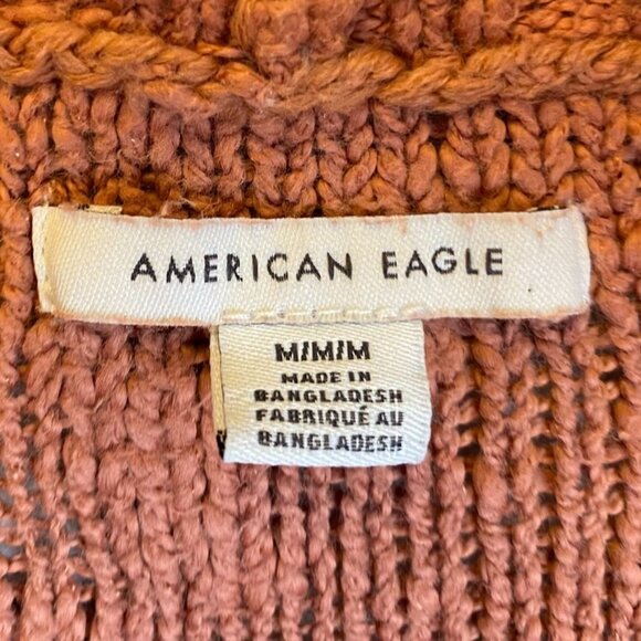 American Eagle Women's Cardigan Sweater Medium Rust Orange Button-Up - Picture 5 of 7